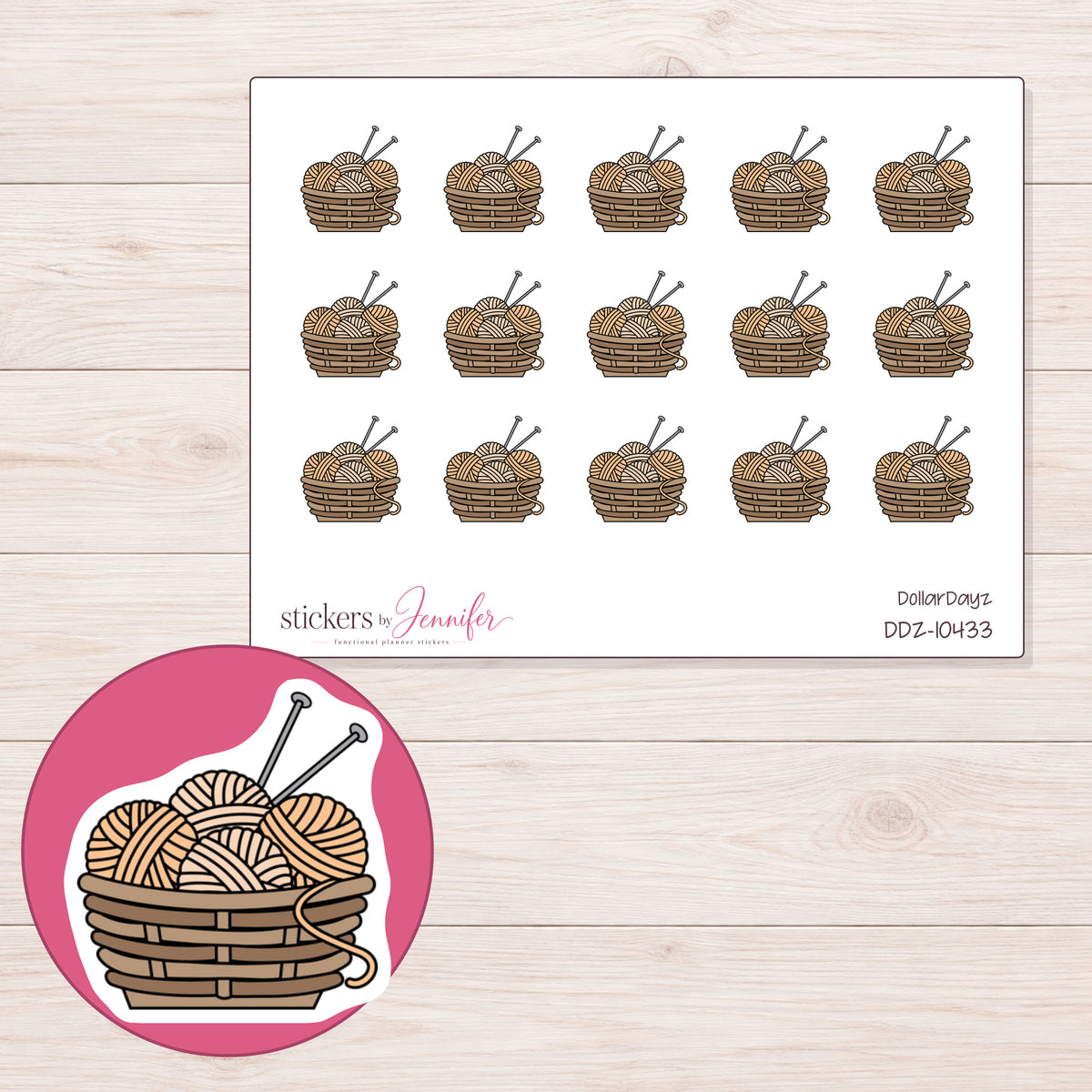 DDZ-10433 planner sticker sheet with enlarged sticker detail