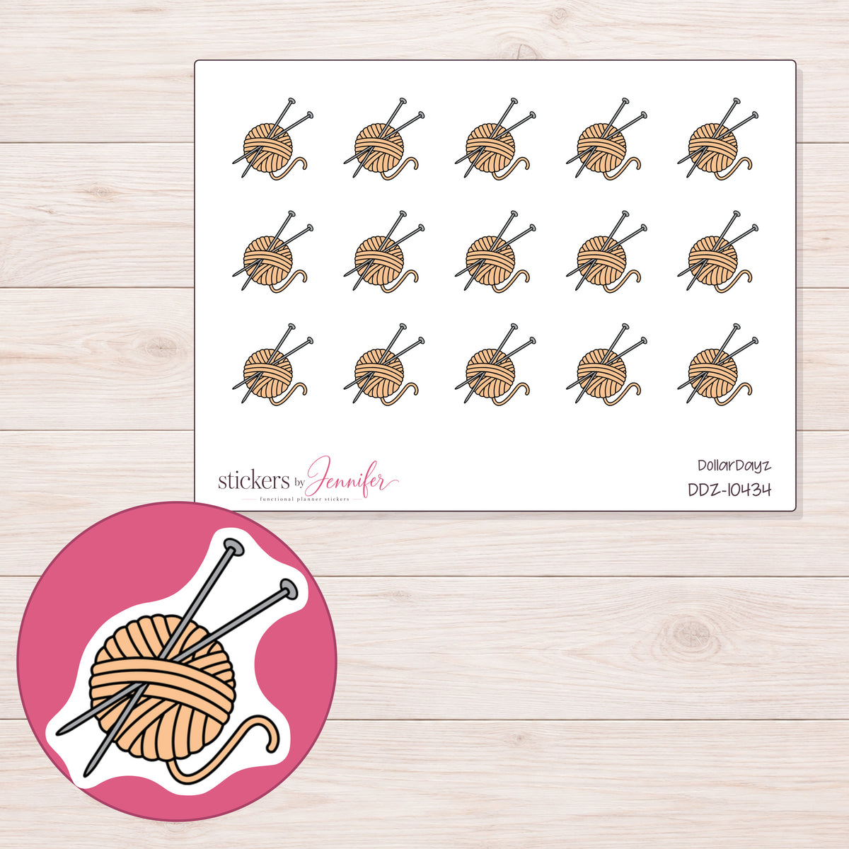 DDZ-10434 planner sticker sheet with enlarged sticker detail