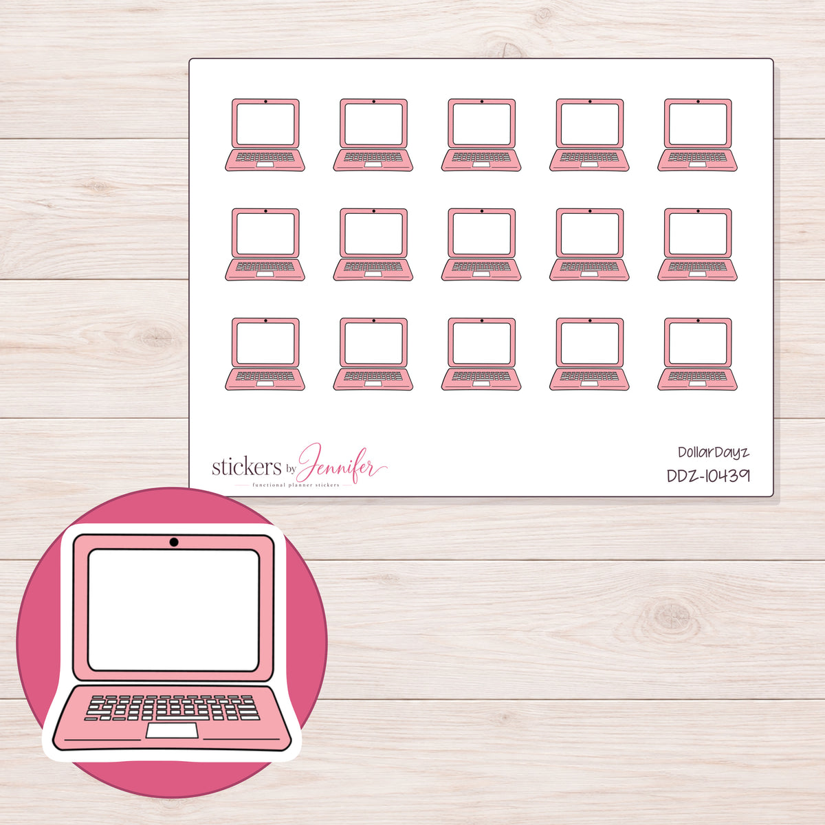 DDZ-10439 planner sticker sheet with enlarged sticker detail