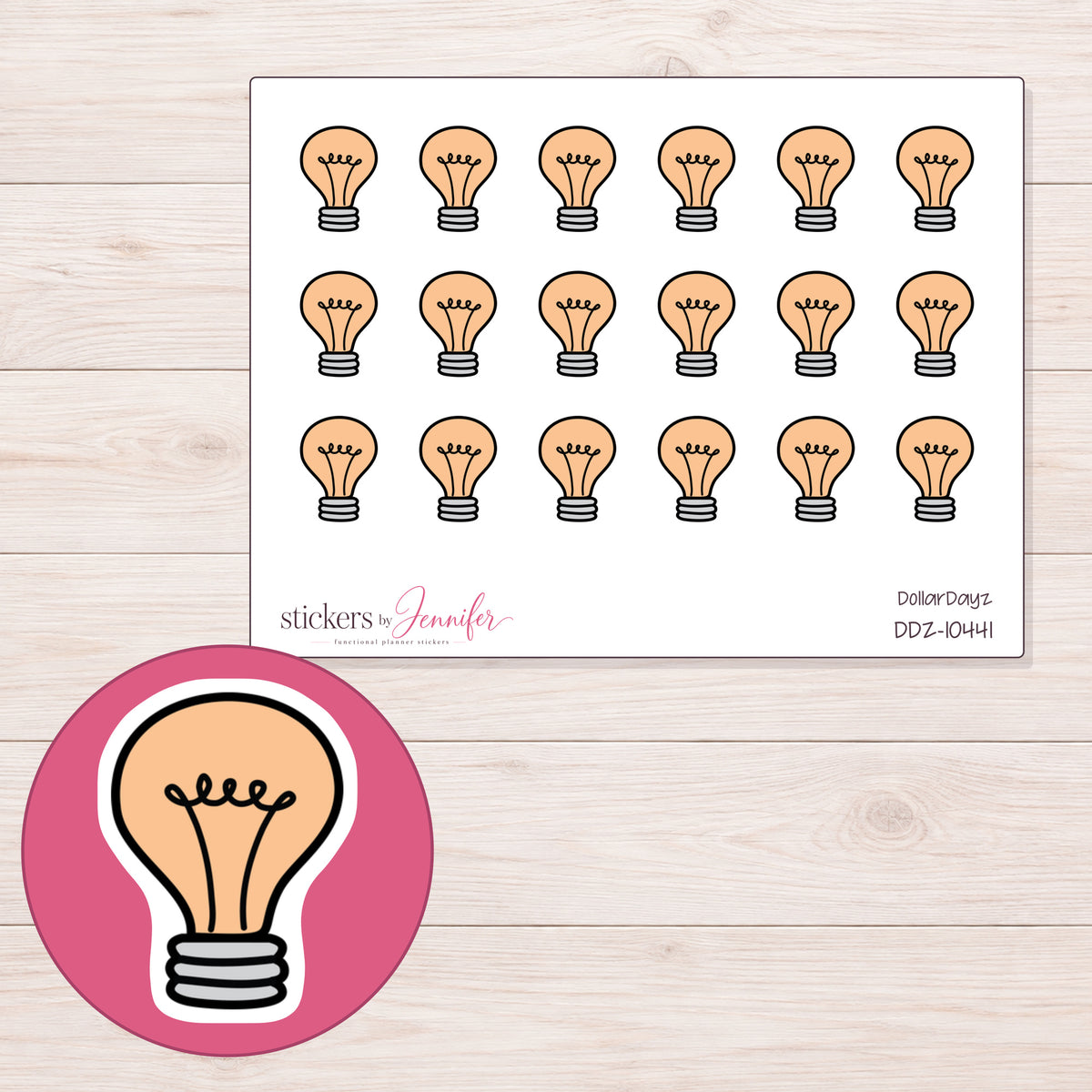 DDZ-10441 planner sticker sheet with enlarged sticker detail