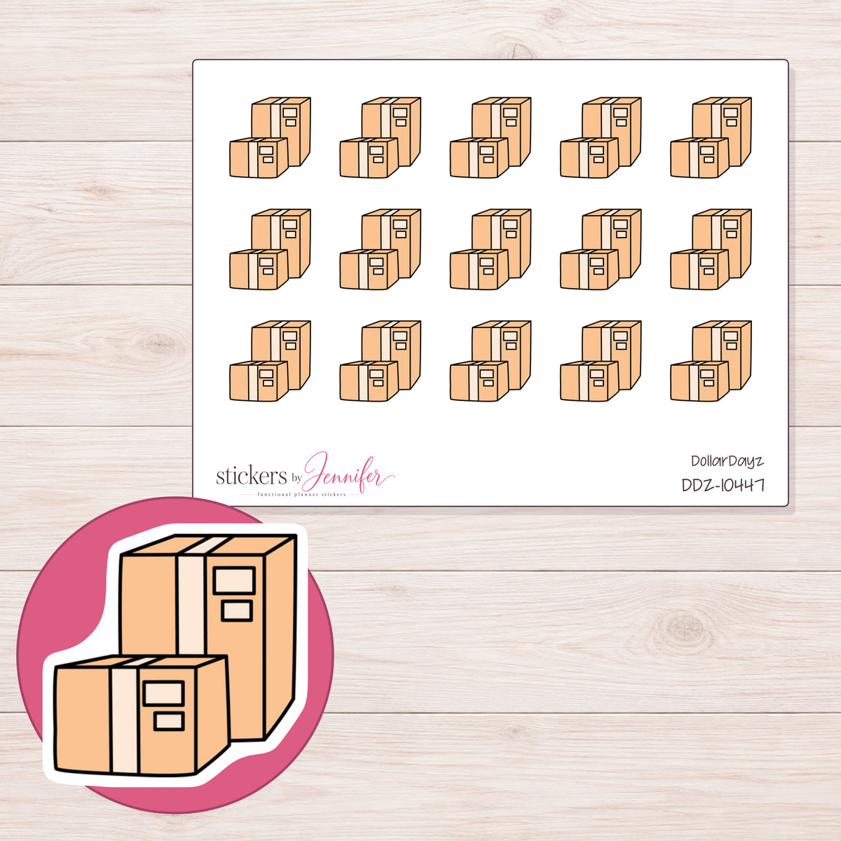 DDZ-10447 planner sticker sheet with enlarged sticker detail