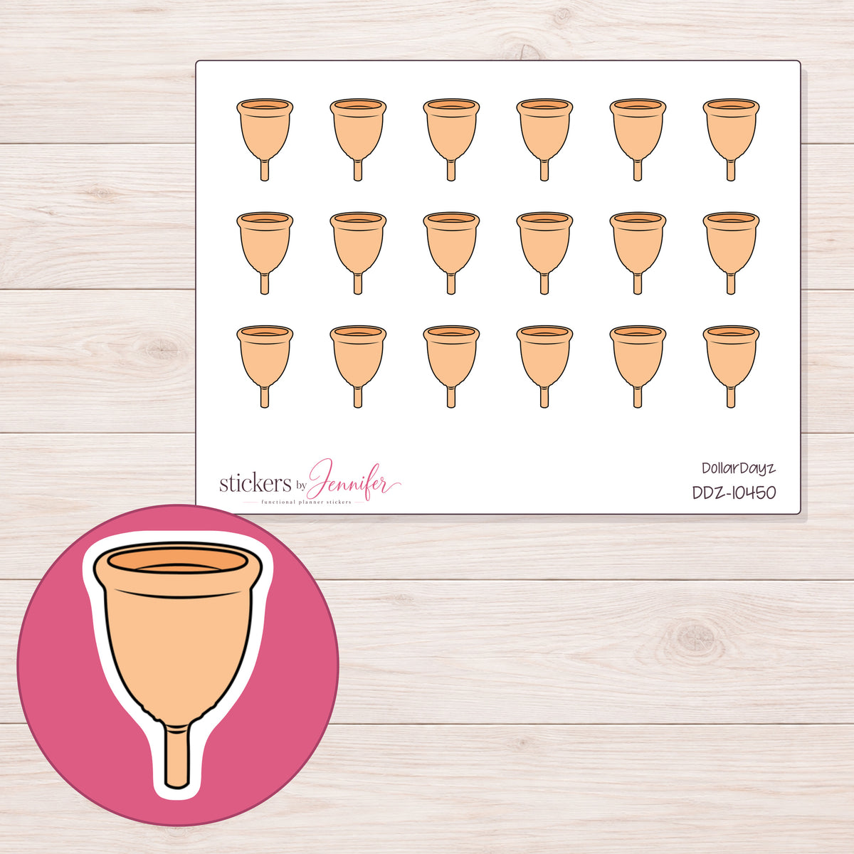 DDZ-10450 planner sticker sheet with enlarged sticker detail