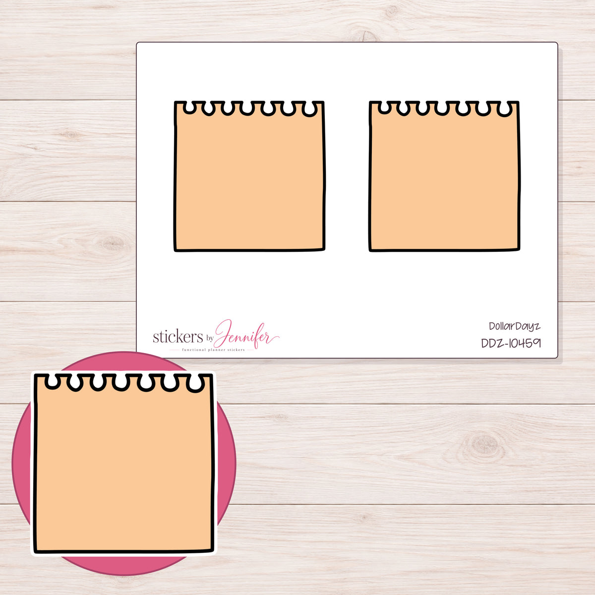 DDZ-10459 planner sticker sheet with enlarged sticker detail
