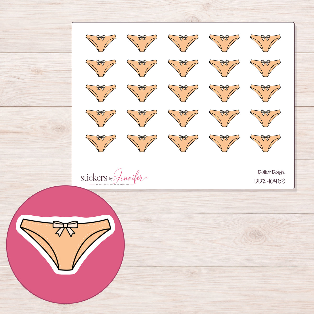 DDZ-10463 planner sticker sheet with enlarged sticker detail