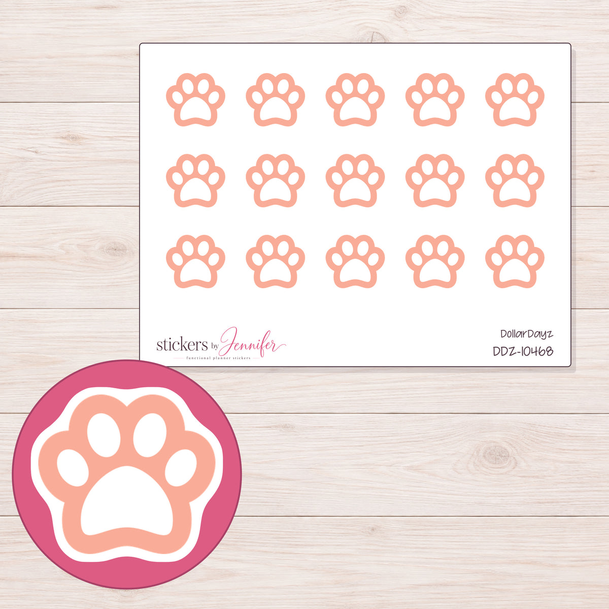 DDZ-10468 planner sticker sheet with enlarged sticker detail