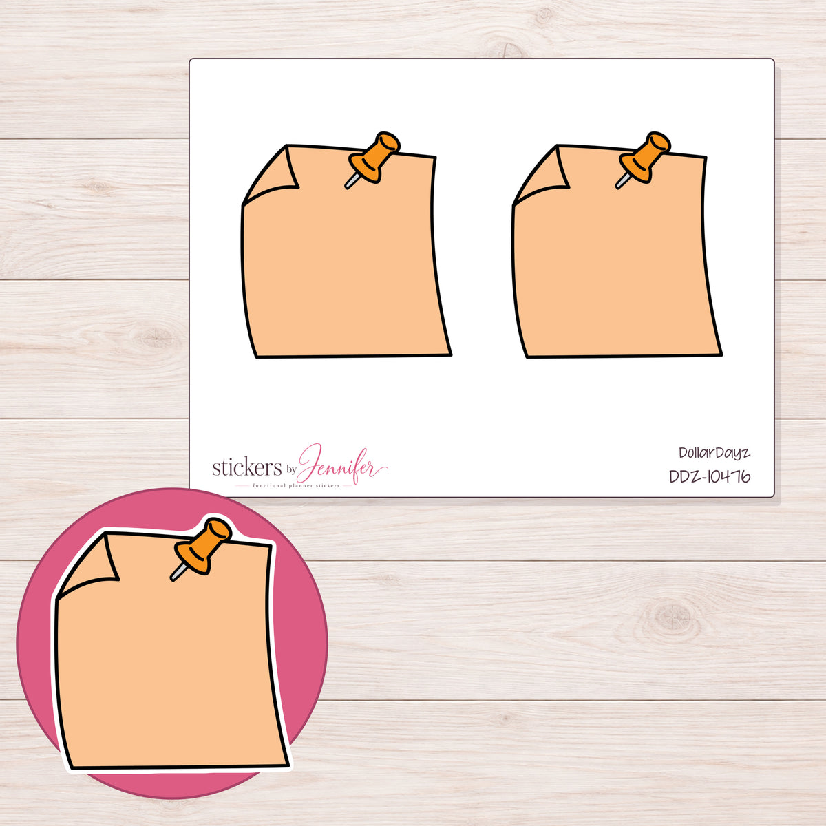 DDZ-10476 planner sticker sheet with enlarged sticker detail