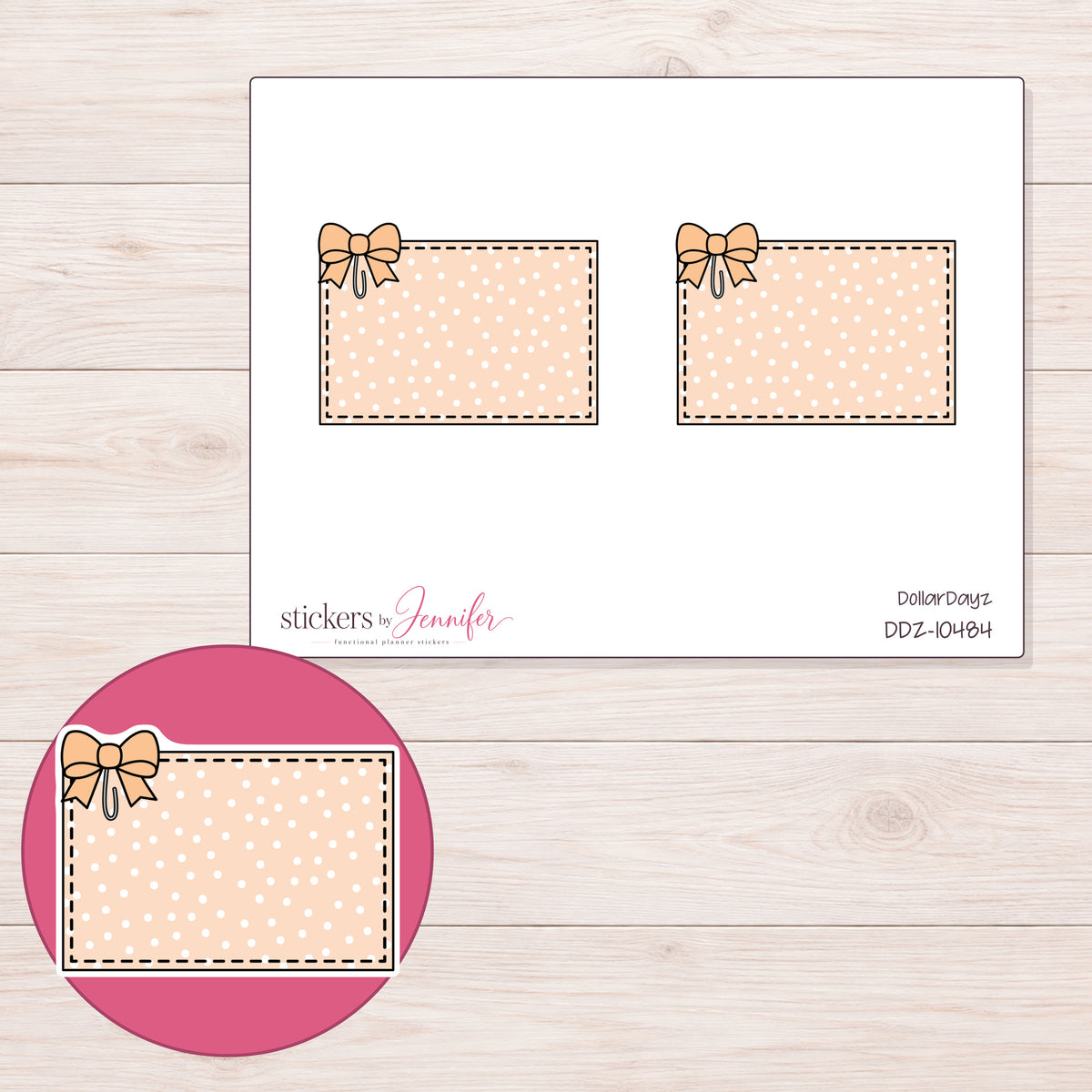 DDZ-10484 planner sticker sheet with enlarged sticker detail