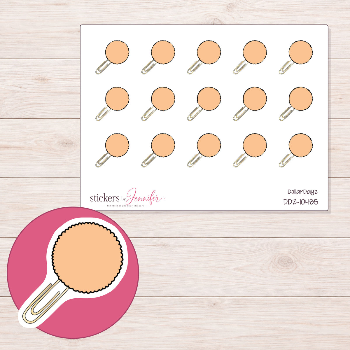 DDZ-10485 planner sticker sheet with enlarged sticker detail