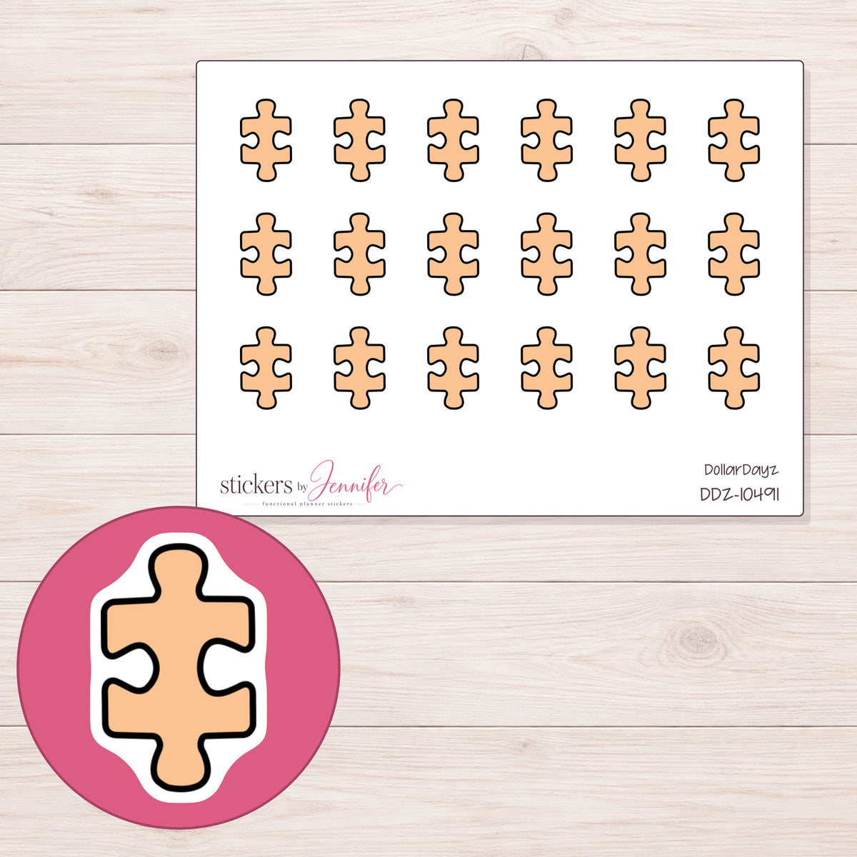 DDZ-10491 planner sticker sheet with enlarged sticker detail
