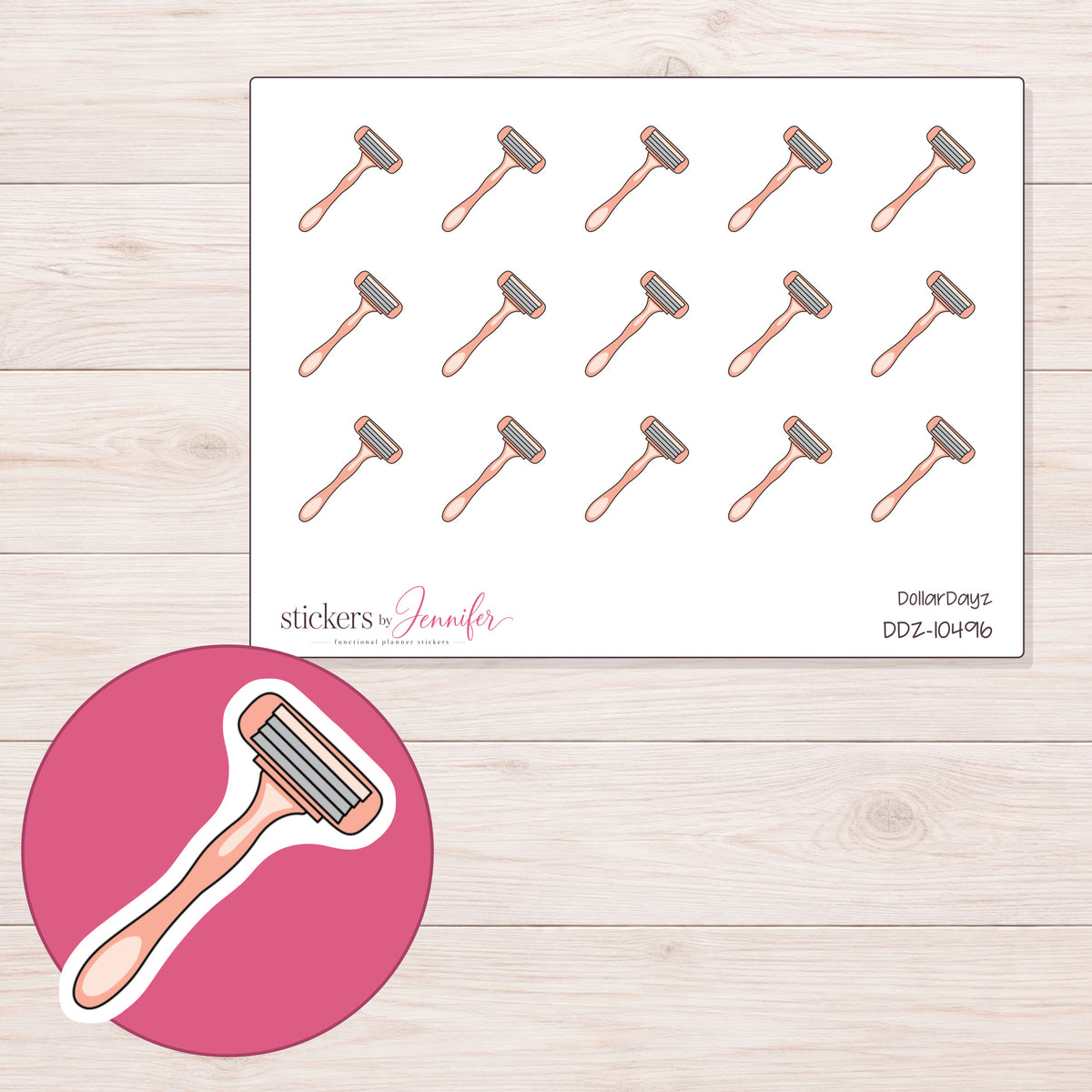 DDZ-10496 planner sticker sheet with enlarged sticker detail