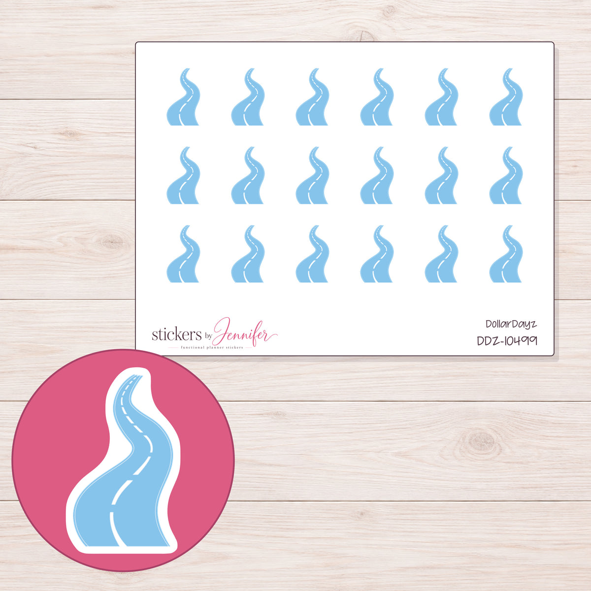DDZ-10499 planner sticker sheet with enlarged sticker detail