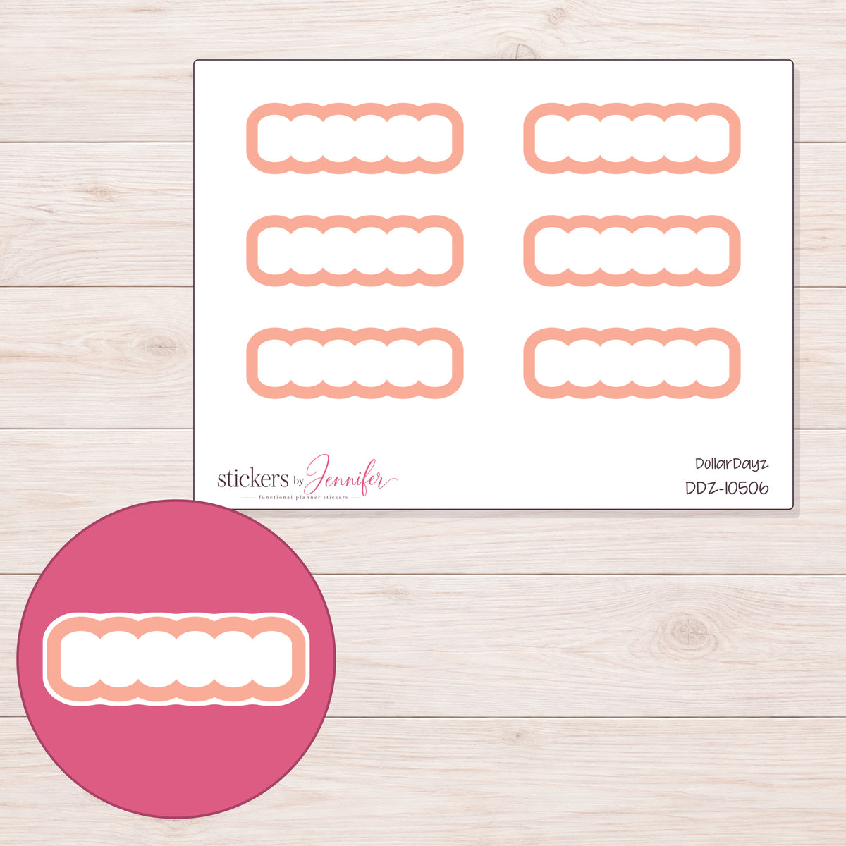 DDZ-10506 planner sticker sheet with enlarged sticker detail