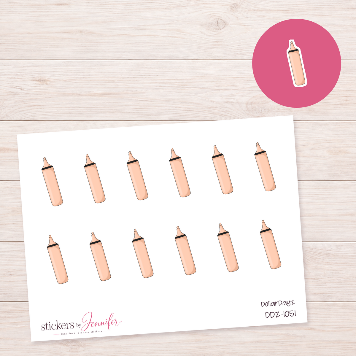 Peach Highlighter Planner Stickers | DDZ-1051