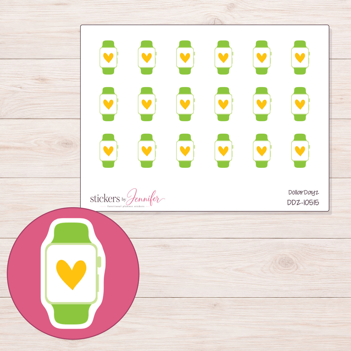 DDZ-10515 planner sticker sheet with enlarged sticker detail