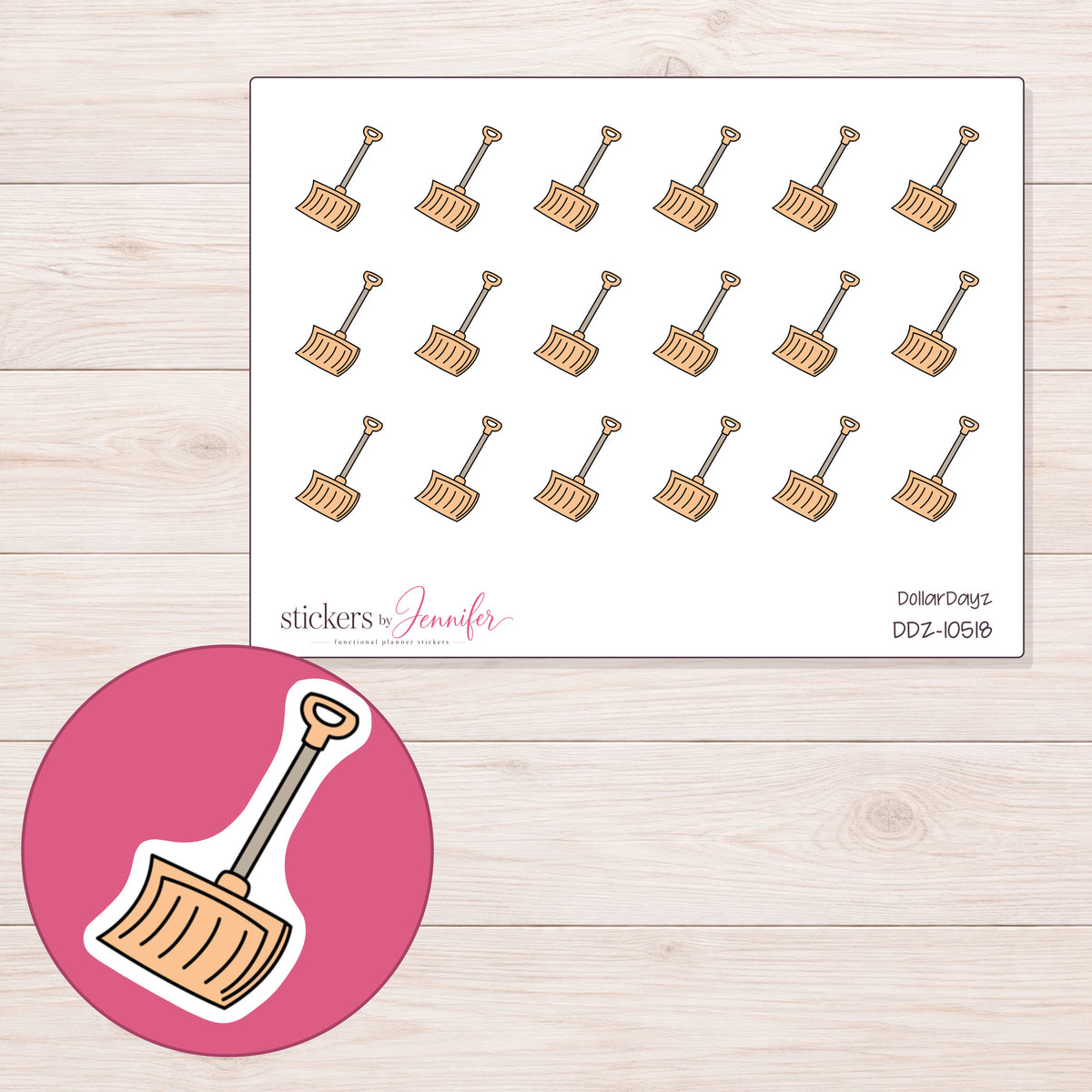 DDZ-10518 planner sticker sheet with enlarged sticker detail