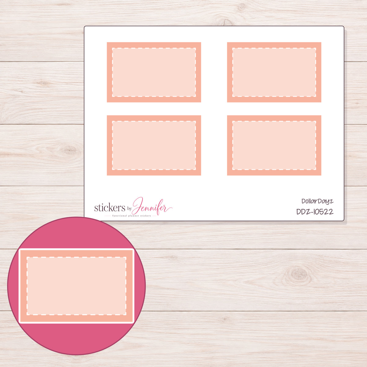 DDZ-10522 planner sticker sheet with enlarged sticker detail