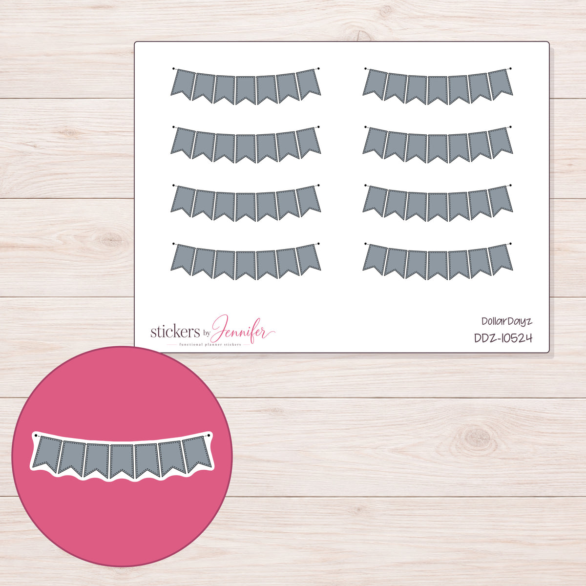 DDZ-10524 planner sticker sheet with enlarged sticker detail