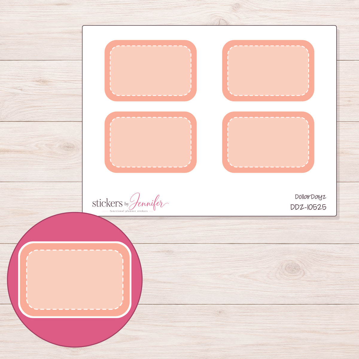 DDZ-10525 planner sticker sheet with enlarged sticker detail