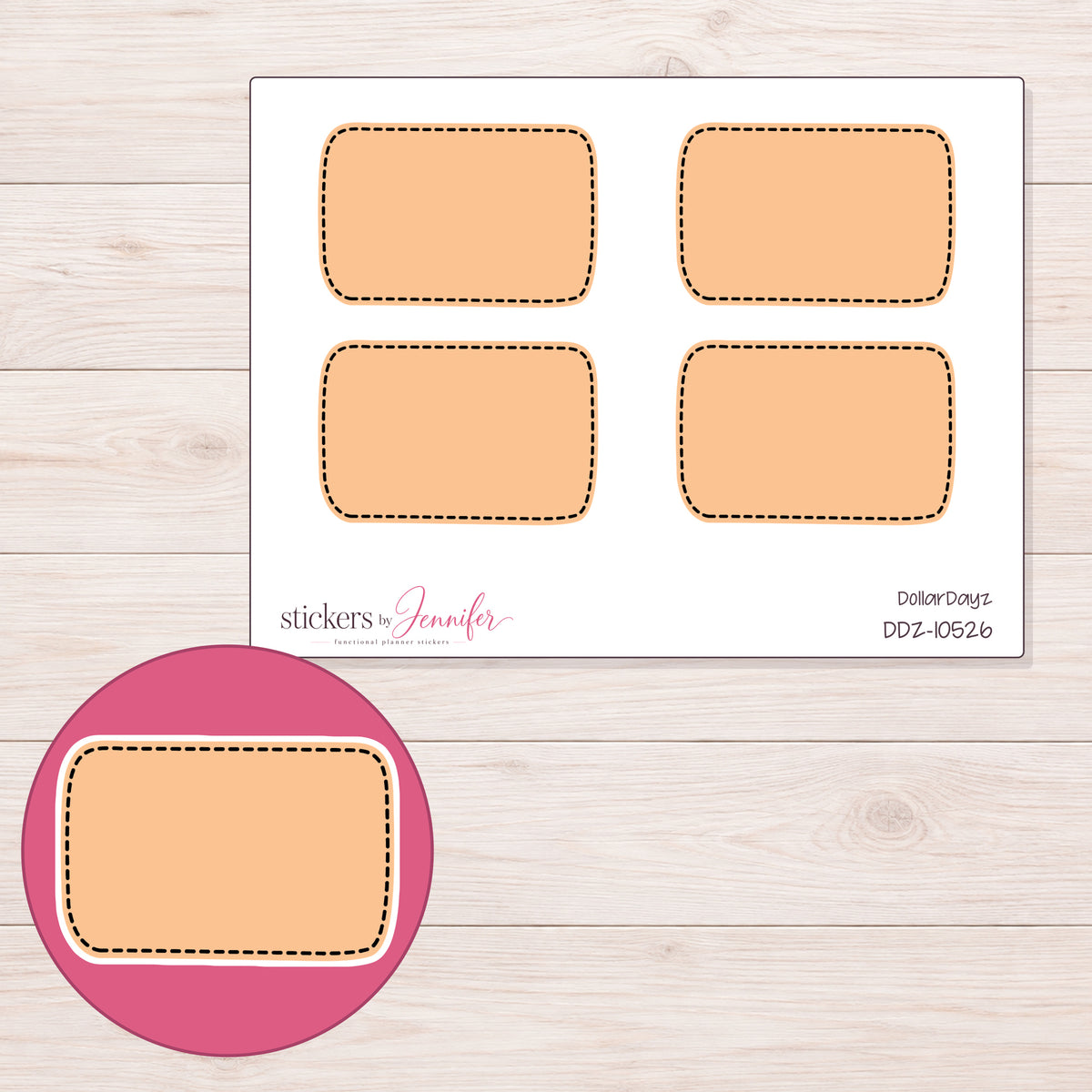 DDZ-10526 planner sticker sheet with enlarged sticker detail