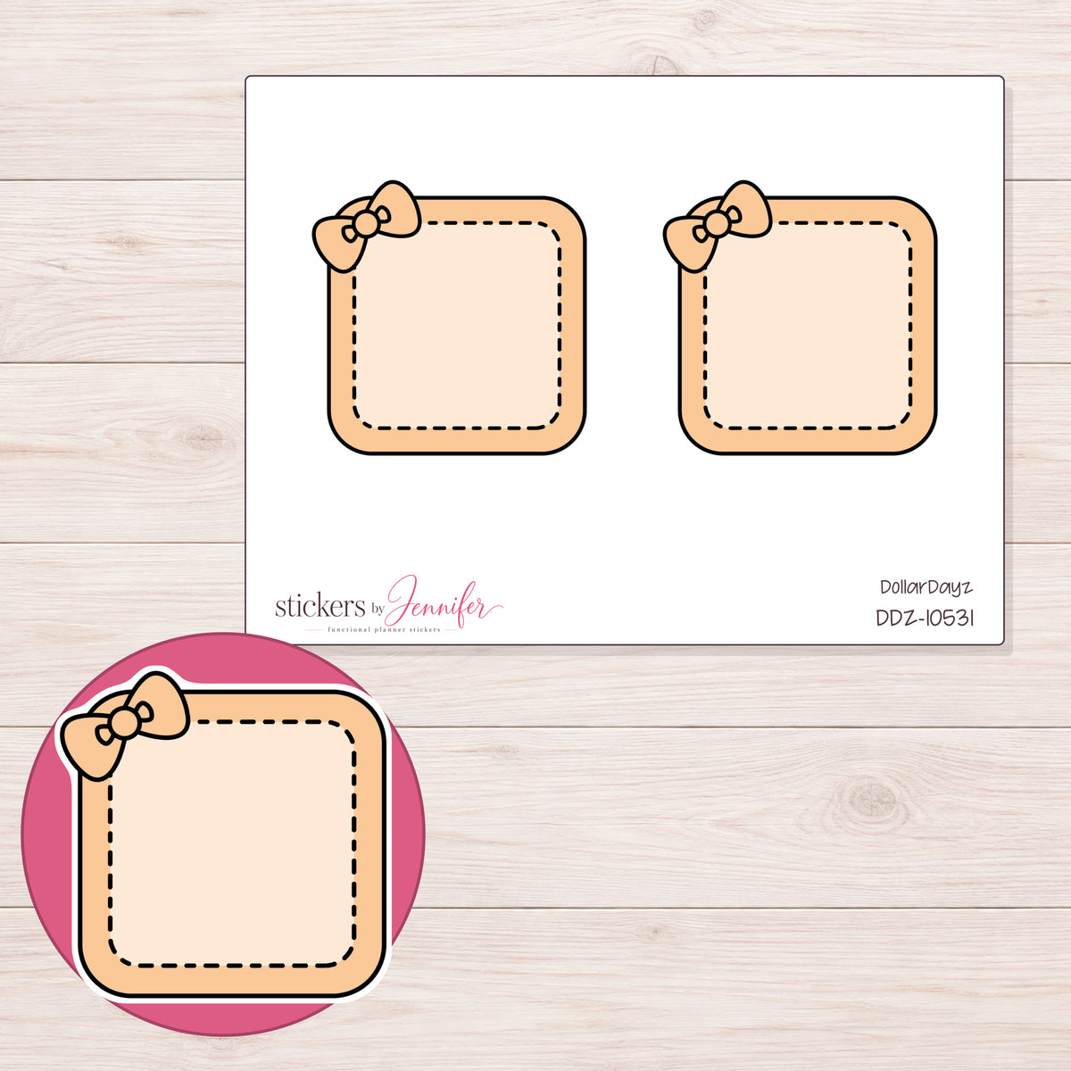 DDZ-10531 planner sticker sheet with enlarged sticker detail