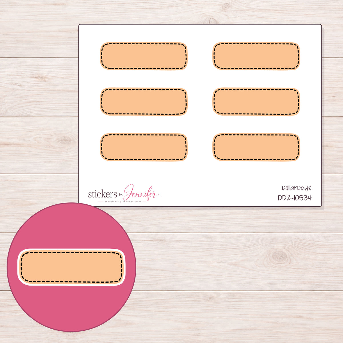 DDZ-10534 planner sticker sheet with enlarged sticker detail