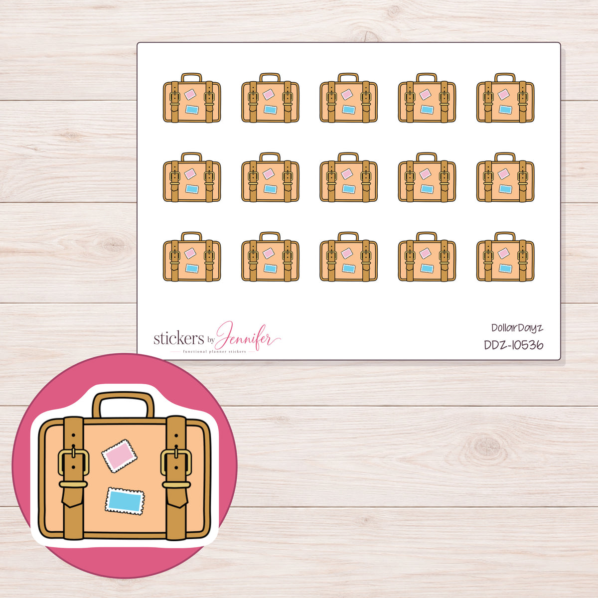 DDZ-10536 planner sticker sheet with enlarged sticker detail