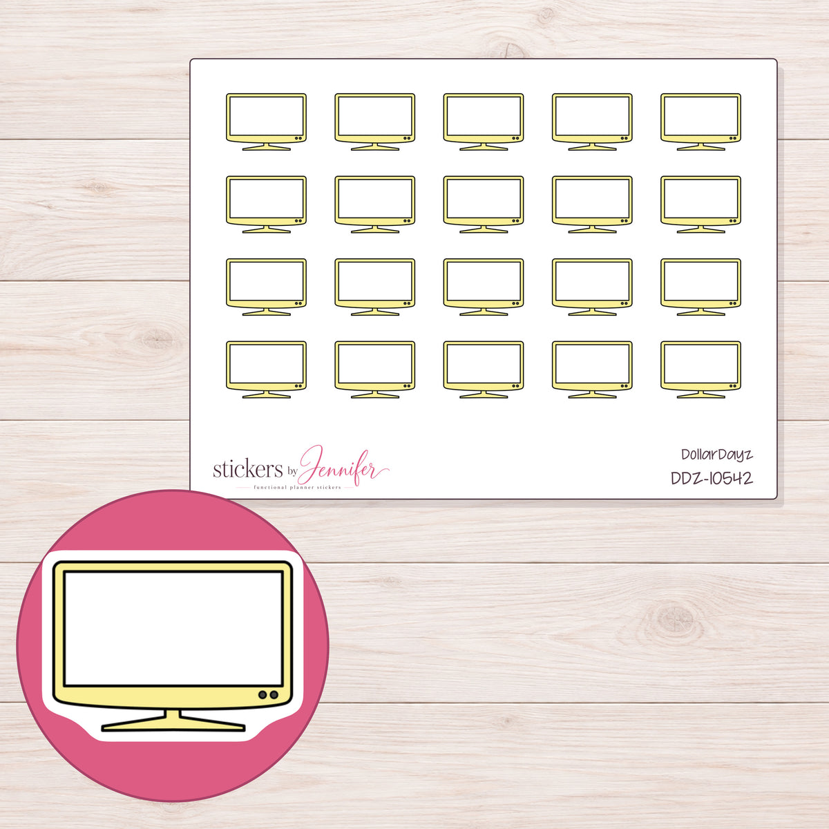 DDZ-10542 planner sticker sheet with enlarged sticker detail