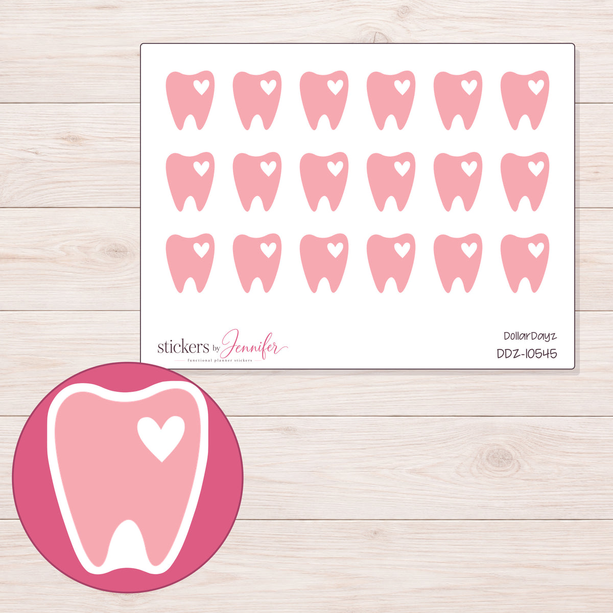 DDZ-10545 planner sticker sheet with enlarged sticker detail