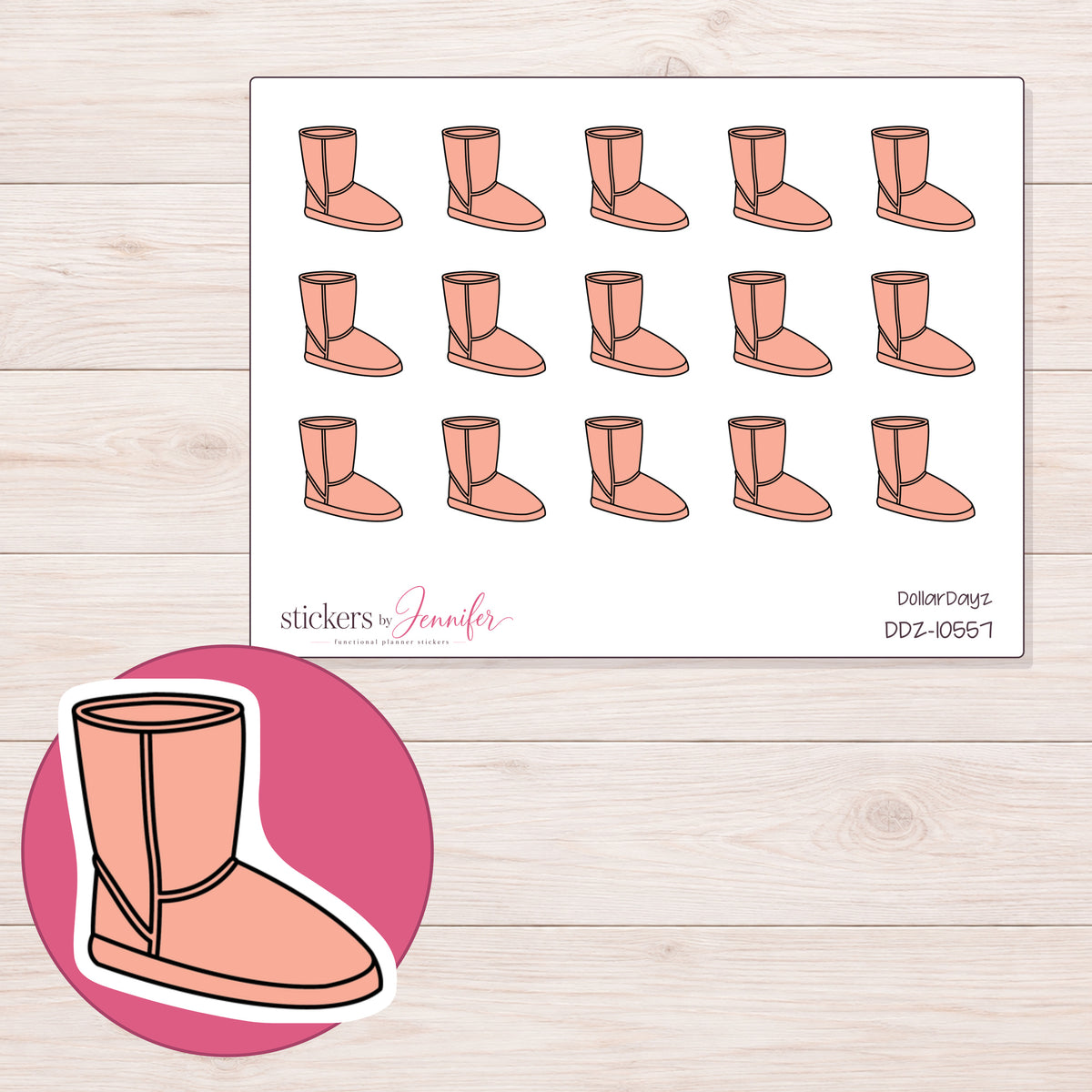 DDZ-10557 planner sticker sheet with enlarged sticker detail
