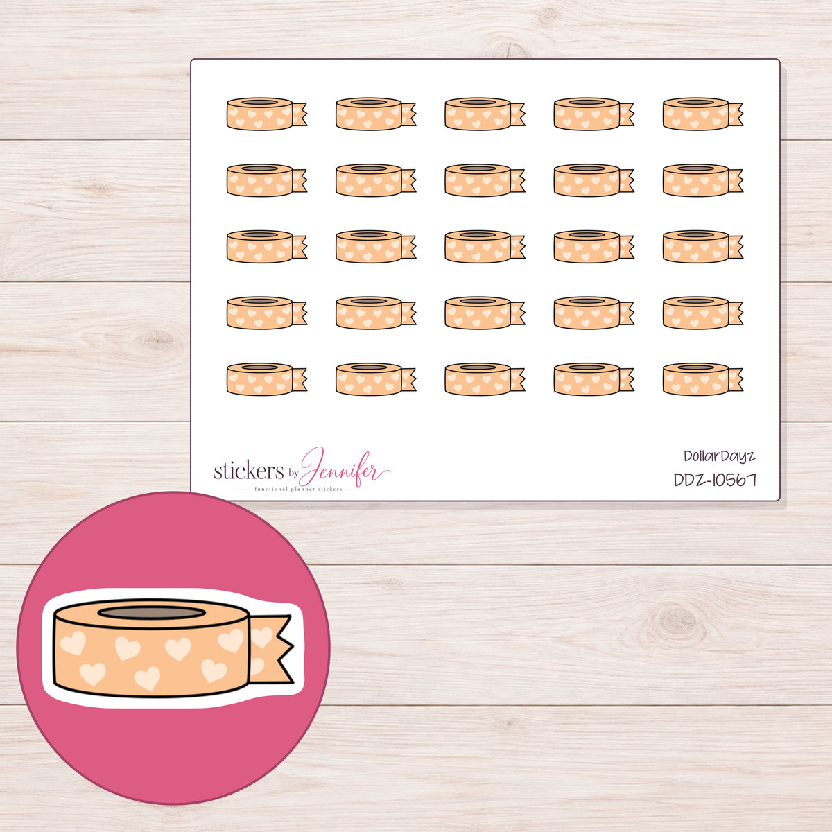 DDZ-10567 planner sticker sheet with enlarged sticker detail