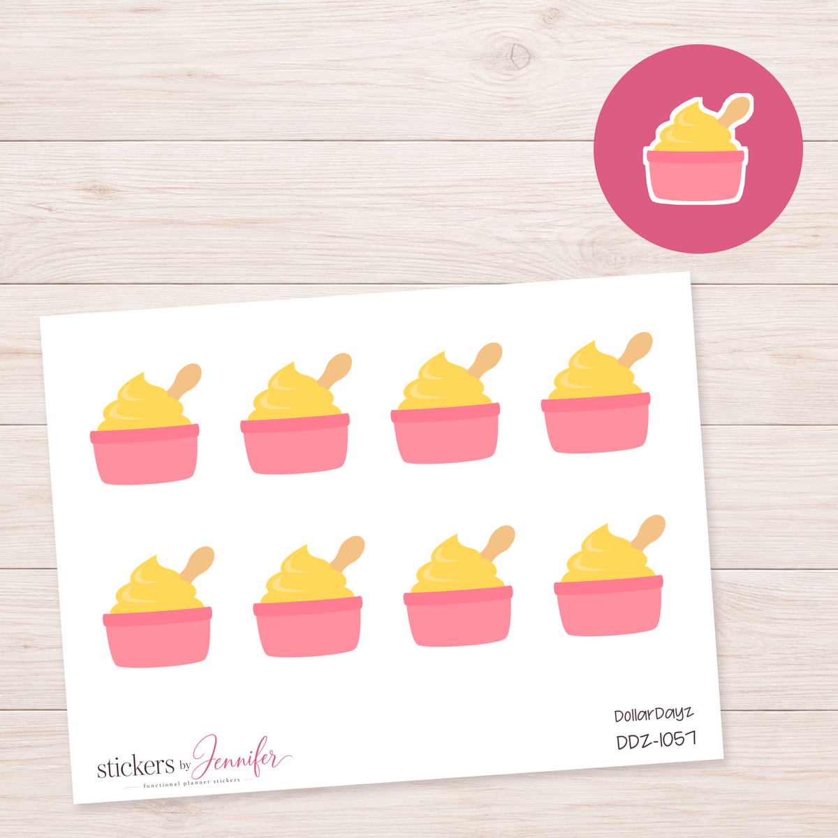 Yellow Frozen Dessert Cup Planner Stickers | DDZ-1057