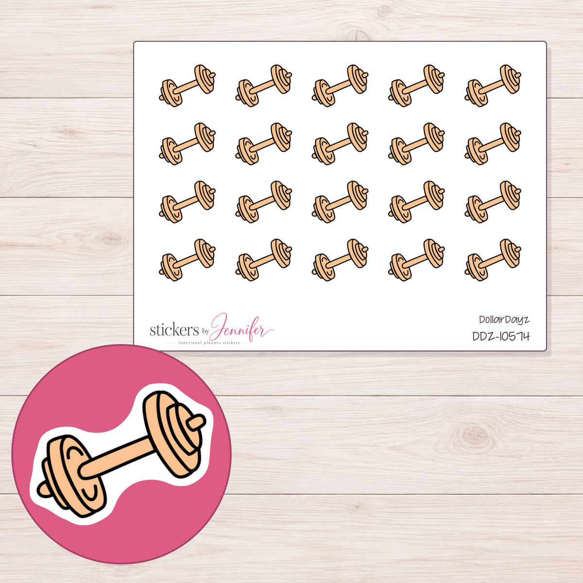 DDZ-10574 planner sticker sheet with enlarged sticker detail