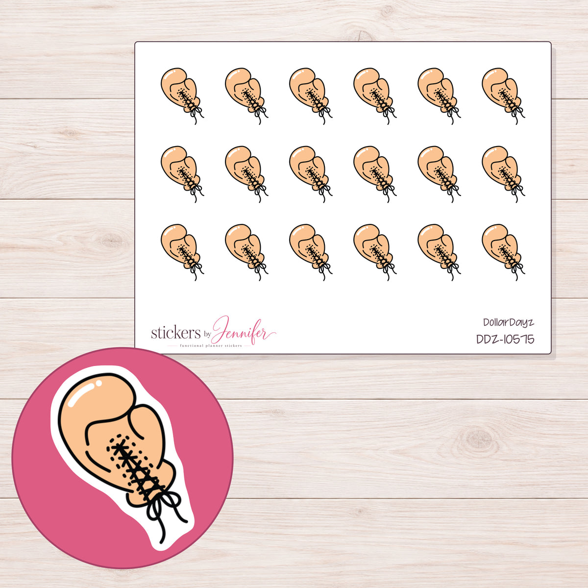 DDZ-10575 planner sticker sheet with enlarged sticker detail