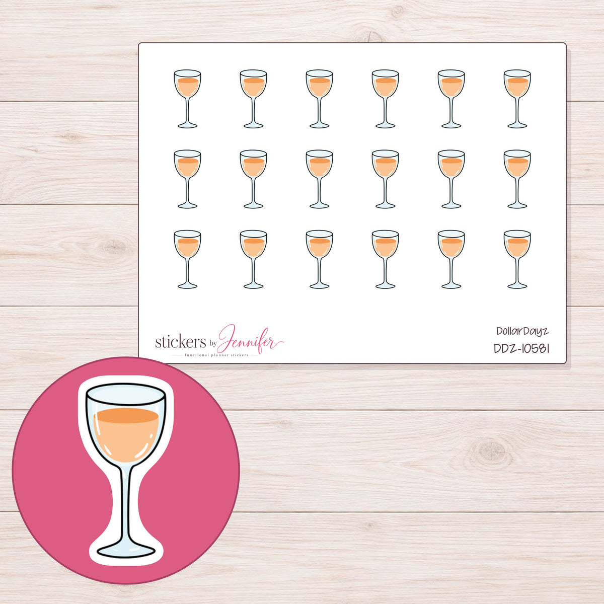 DDZ-10581 planner sticker sheet with enlarged sticker detail