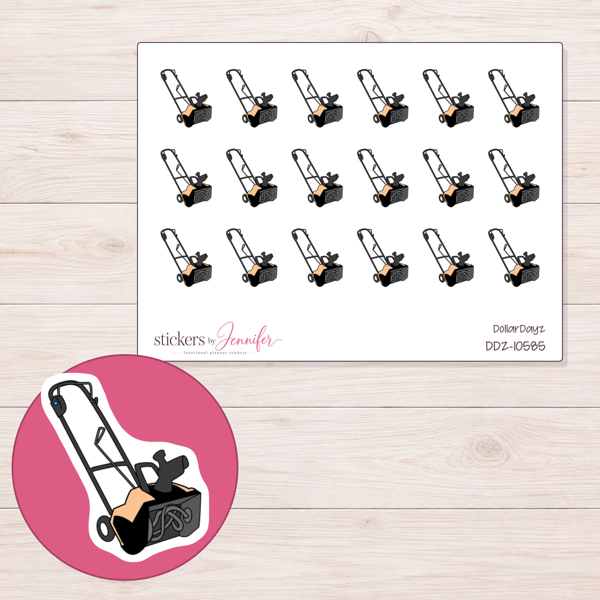 DDZ-10585 planner sticker sheet with enlarged sticker detail