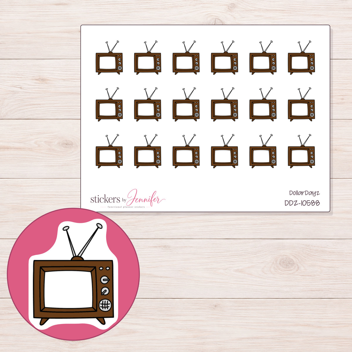 DDZ-10588 planner sticker sheet with enlarged sticker detail