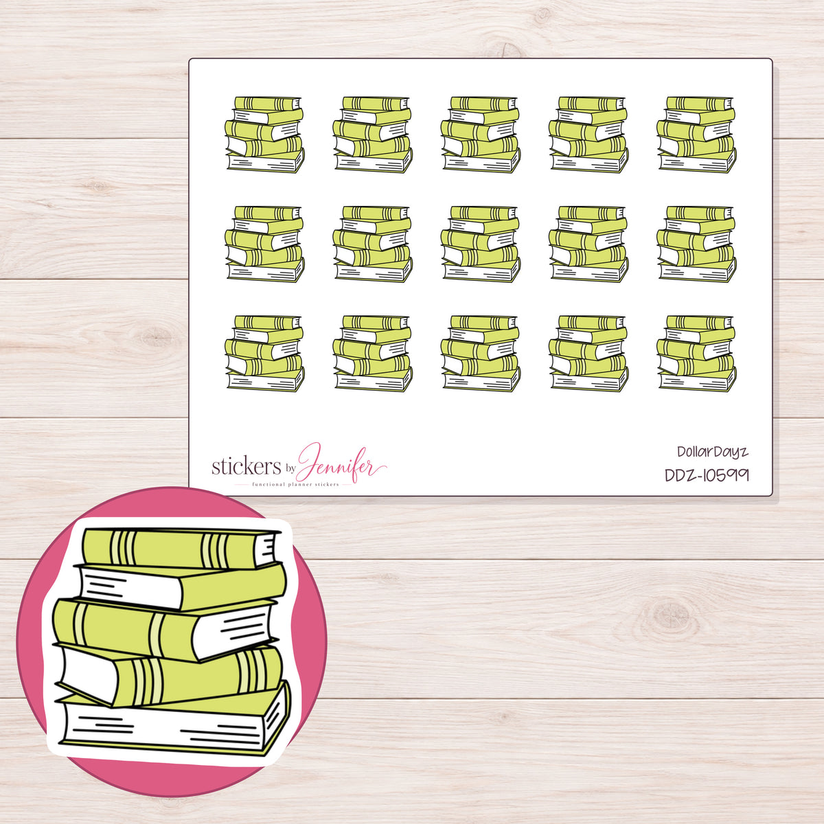 DDZ-10599 planner sticker sheet with enlarged sticker detail