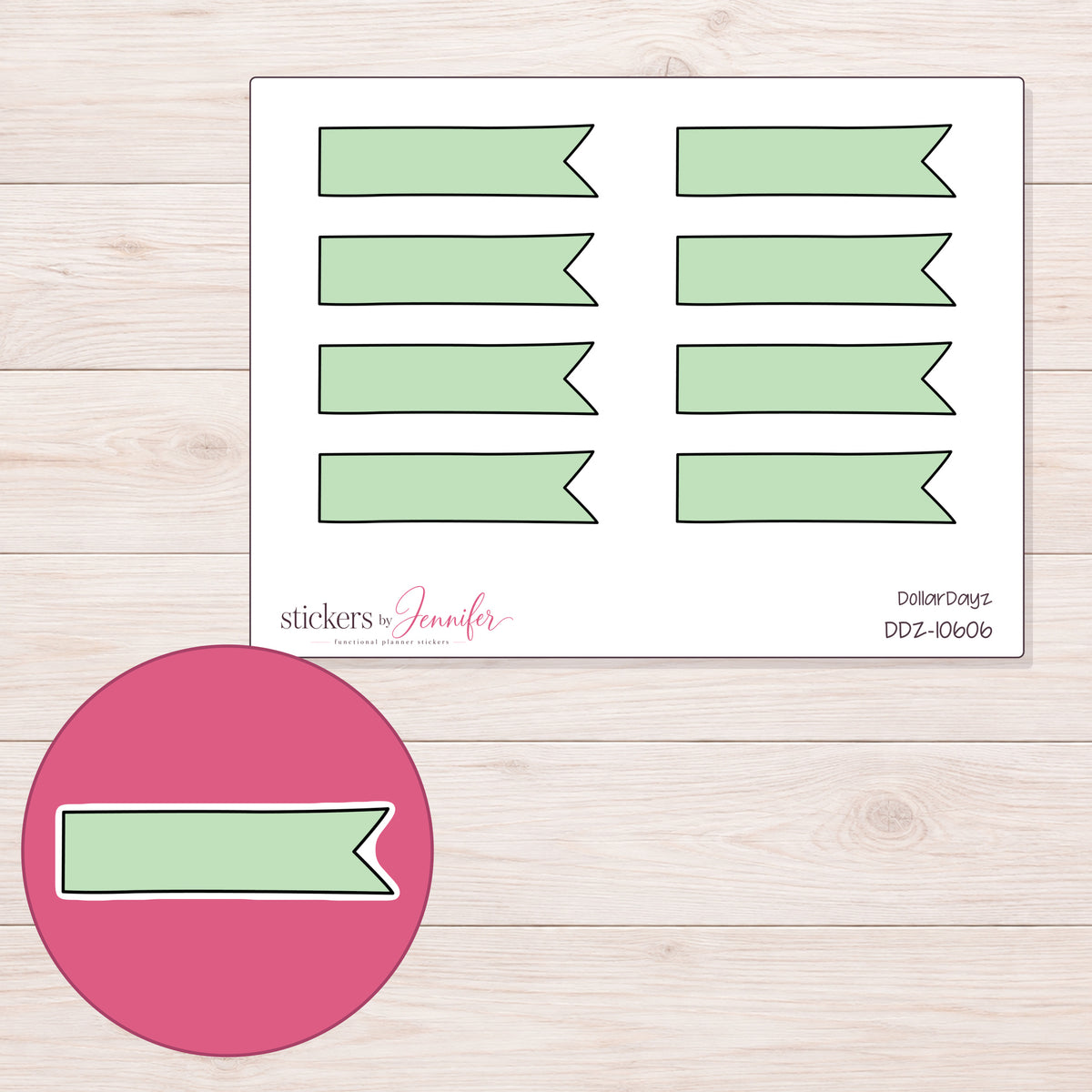 DDZ-10606 planner sticker sheet with enlarged sticker detail