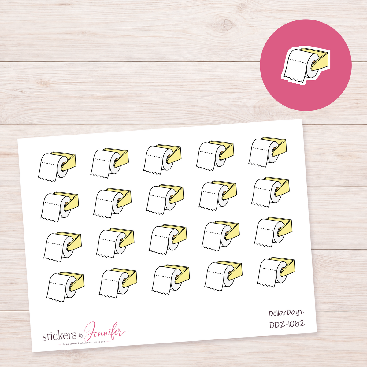 Yellow Toilet Paper Holder Planner Stickers | DDZ-1062