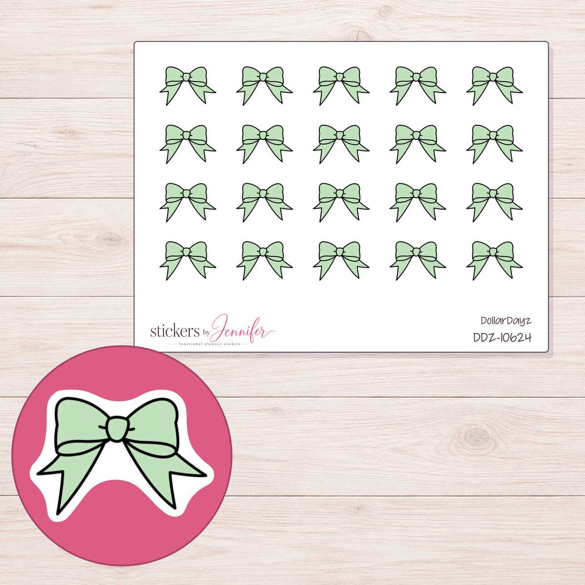 DDZ-10624 planner sticker sheet with enlarged sticker detail