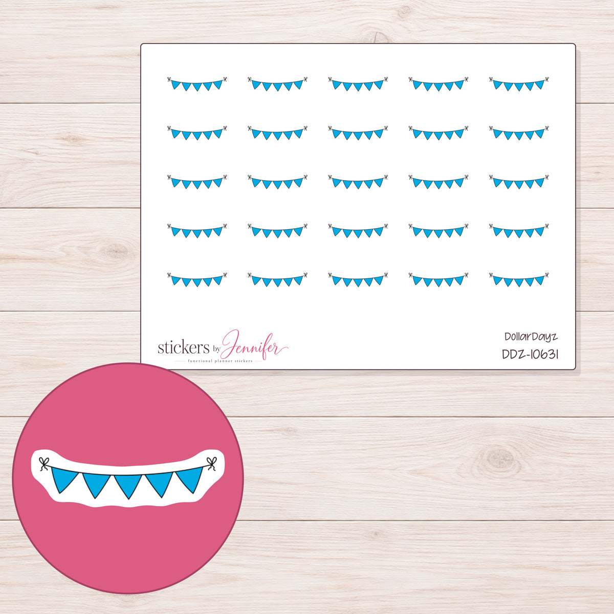DDZ-10631 planner sticker sheet with enlarged sticker detail