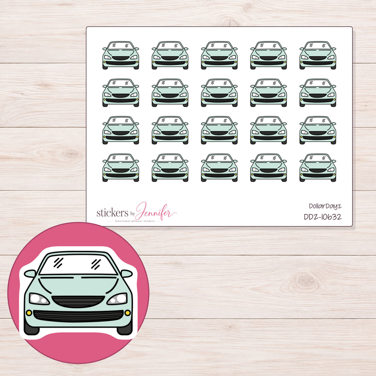 DDZ-10632 planner sticker sheet with enlarged sticker detail
