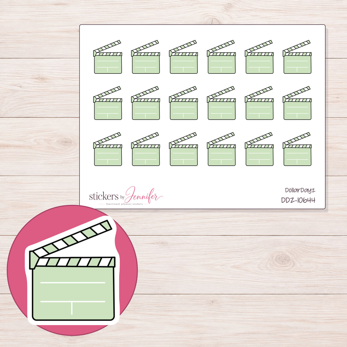 DDZ-10644 planner sticker sheet with enlarged sticker detail