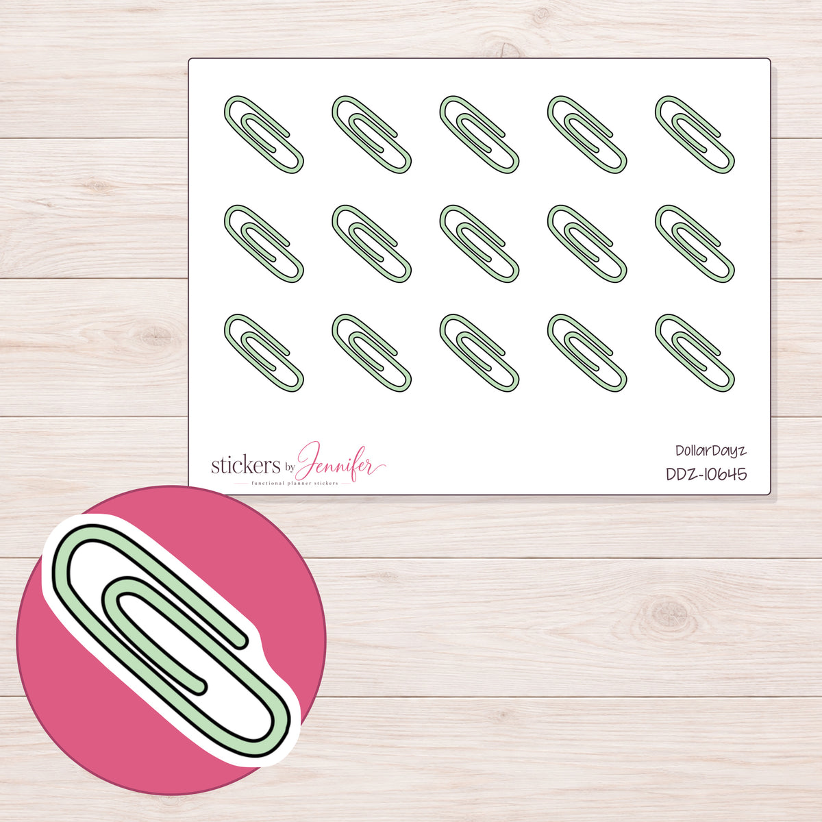 DDZ-10645 planner sticker sheet with enlarged sticker detail