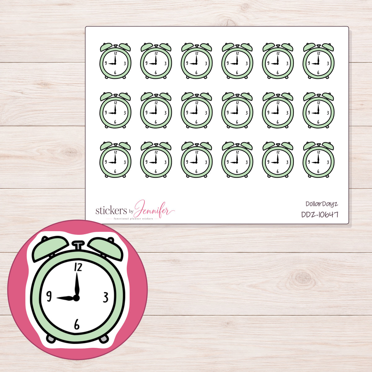 DDZ-10647 planner sticker sheet with enlarged sticker detail