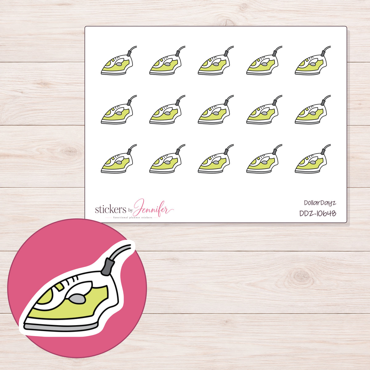 DDZ-10648 planner sticker sheet with enlarged sticker detail