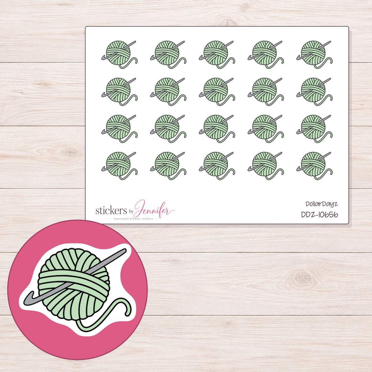 DDZ-10656 planner sticker sheet with enlarged sticker detail