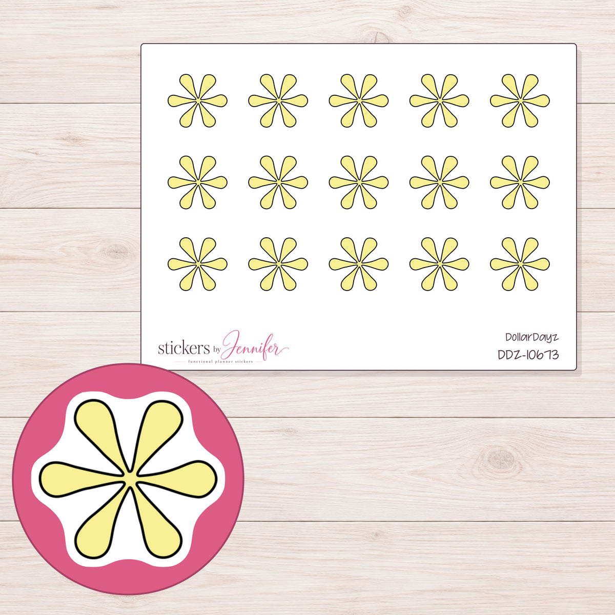 DDZ-10673 planner sticker sheet with enlarged sticker detail