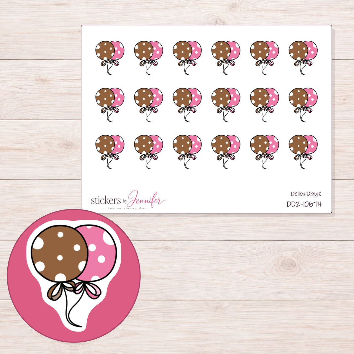DDZ-10674 planner sticker sheet with enlarged sticker detail