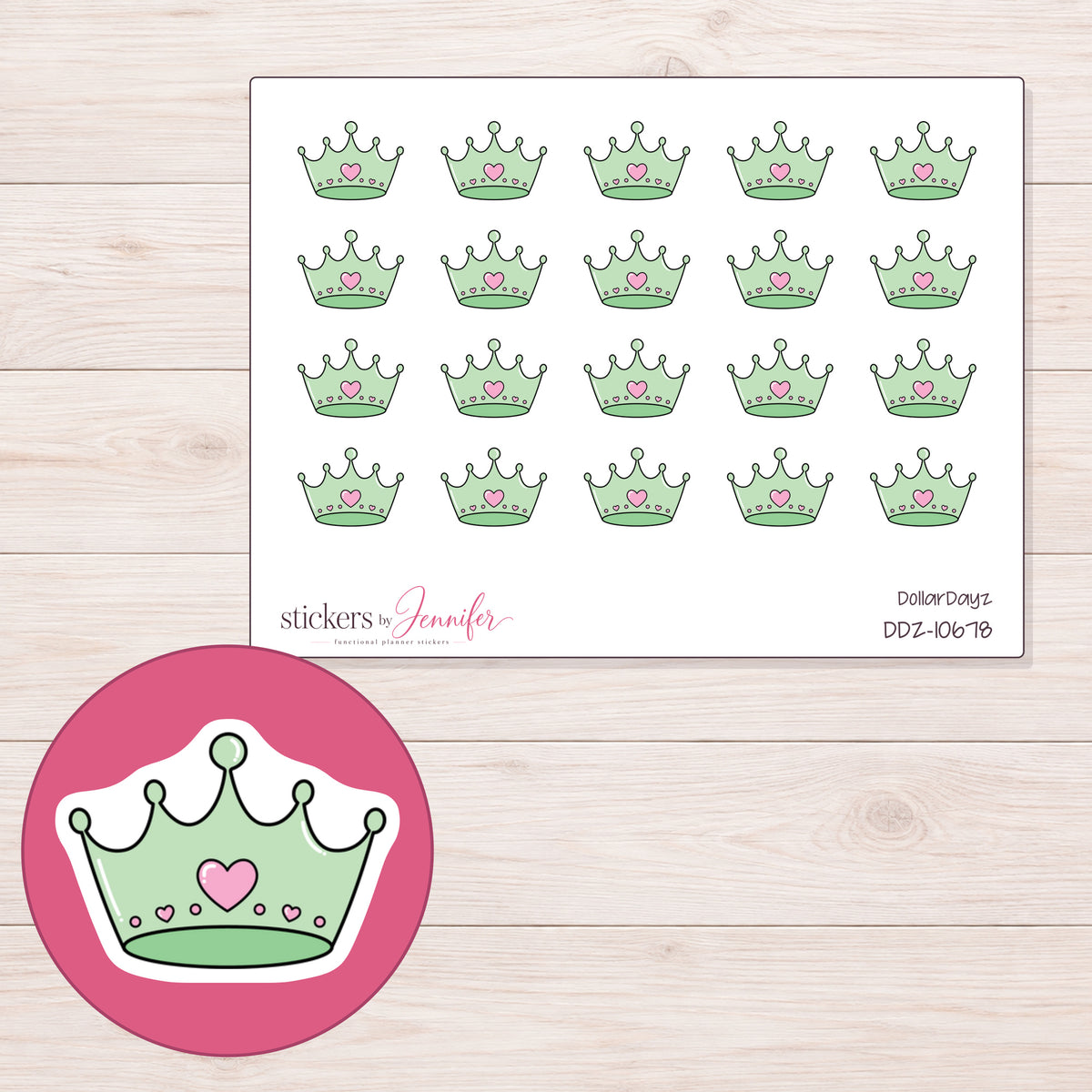 DDZ-10678 planner sticker sheet with enlarged sticker detail